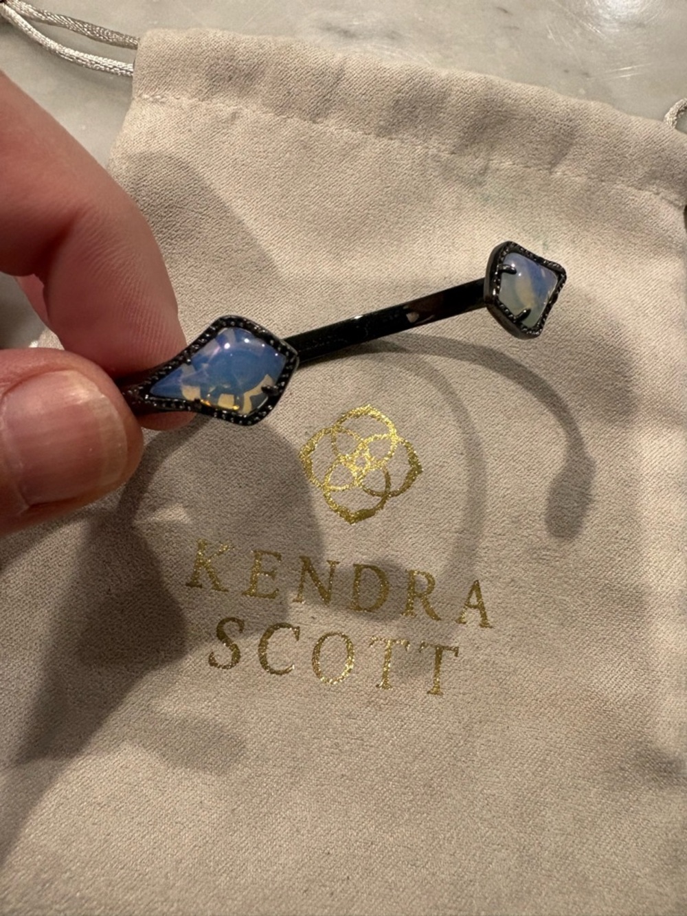 Kendra Scott Gunmetal Opalite Liana Bracelet EUC